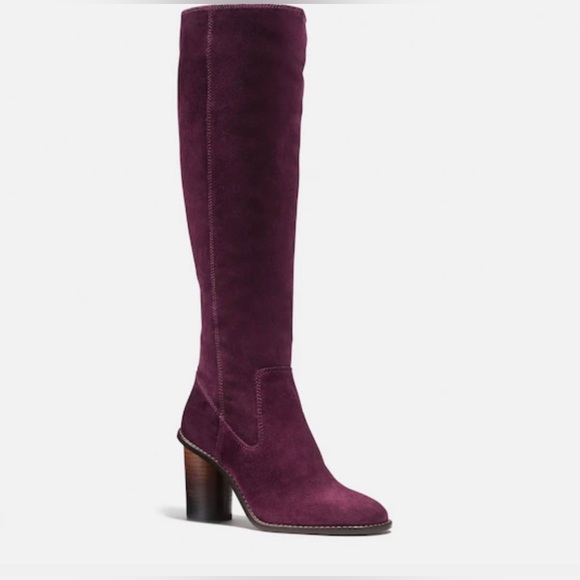 Coach Ombré Oxblood Suede Tall Heeled Boots US8 $495 - Picture 3 of 17